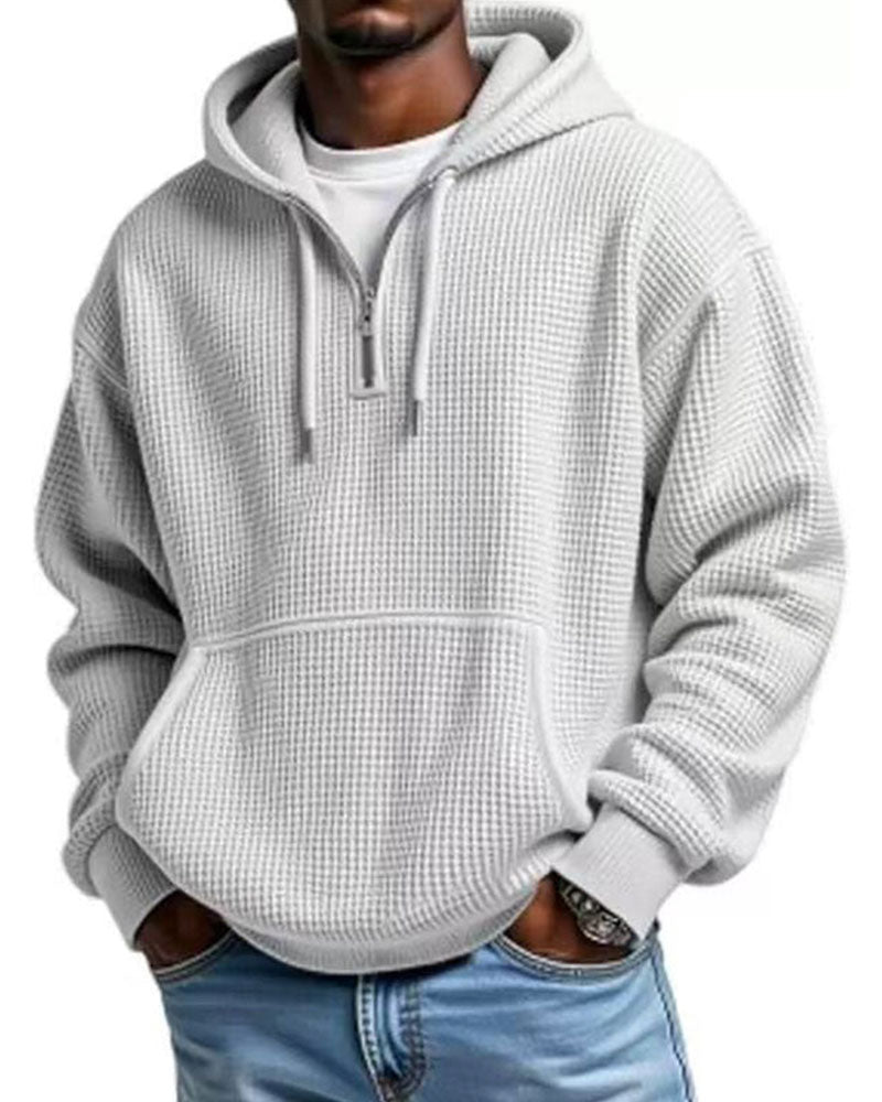 Hoodie Homme Unie Fermeture Éclair Pull