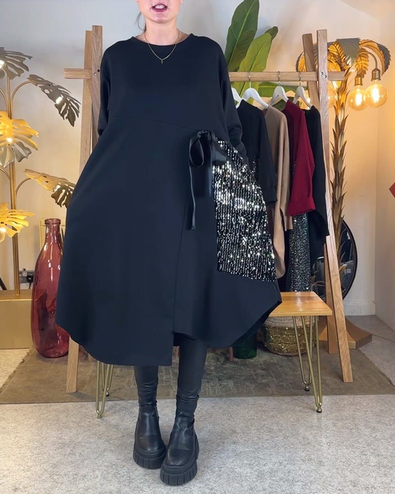 Robe À Manches Longues Ample Pailletée