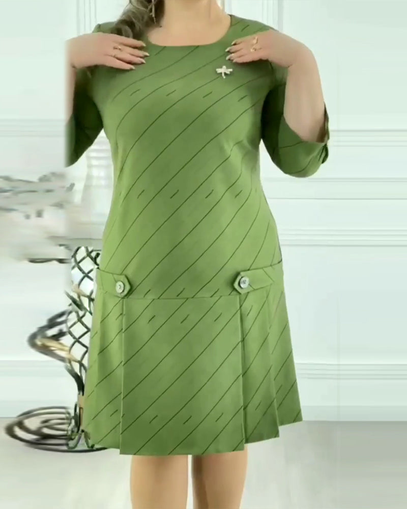 Robe élégante imprimée à col rond