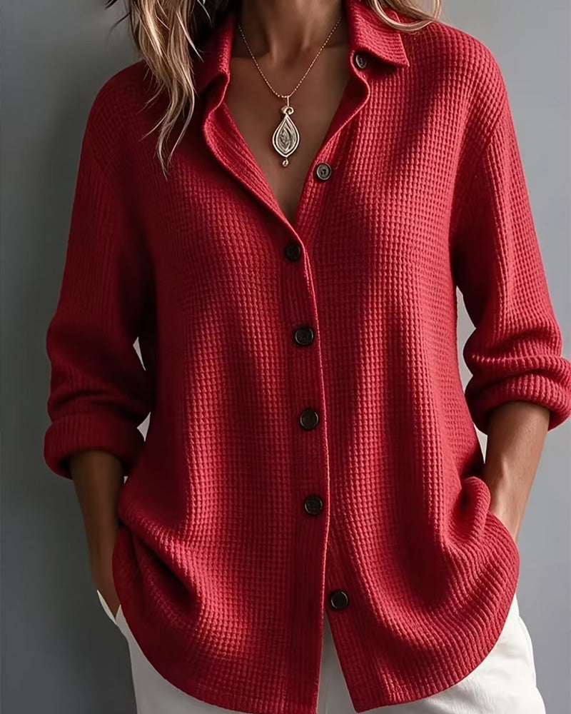 Chemise Revers Unie Bouton