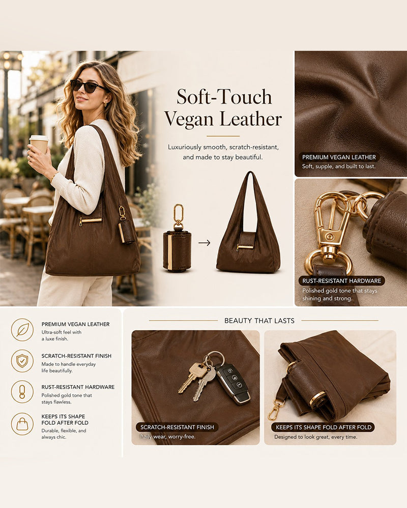Sac Transformable Charm – Tote En Cuir Vegan Élégant & Charm Porte-Clés