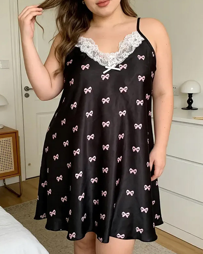 Robe de Nuit Bretelles Spaghetti Cœur Dentelle