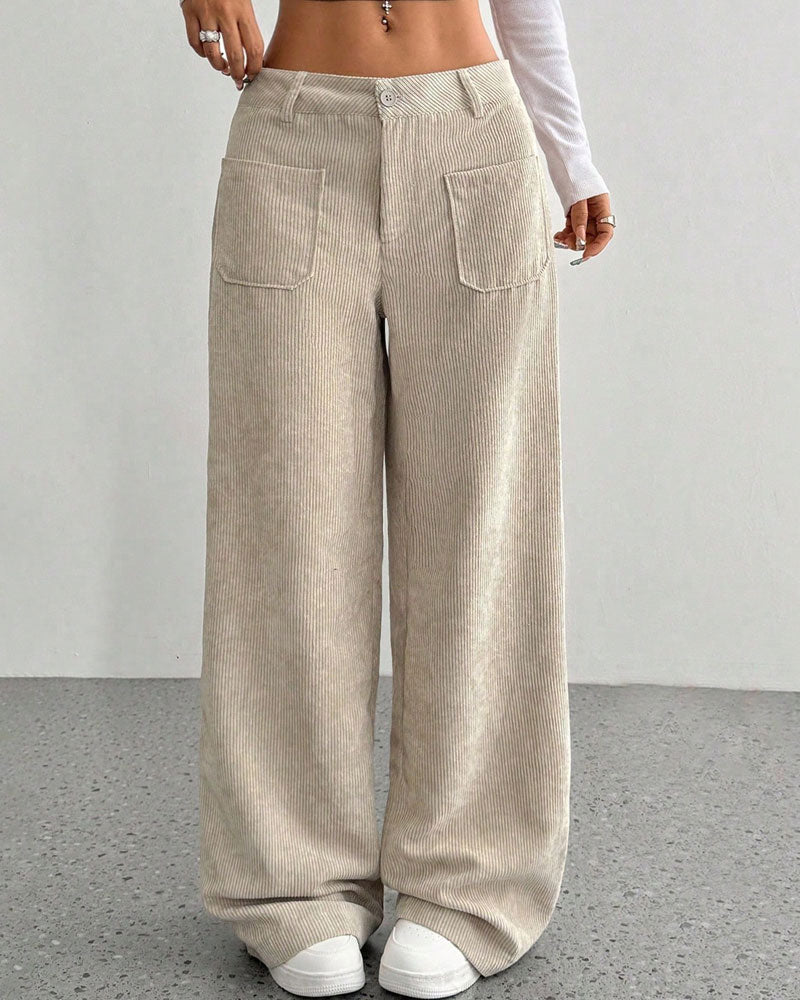 Pantalon Devant Dos Poche Unie Jambe Droite Long