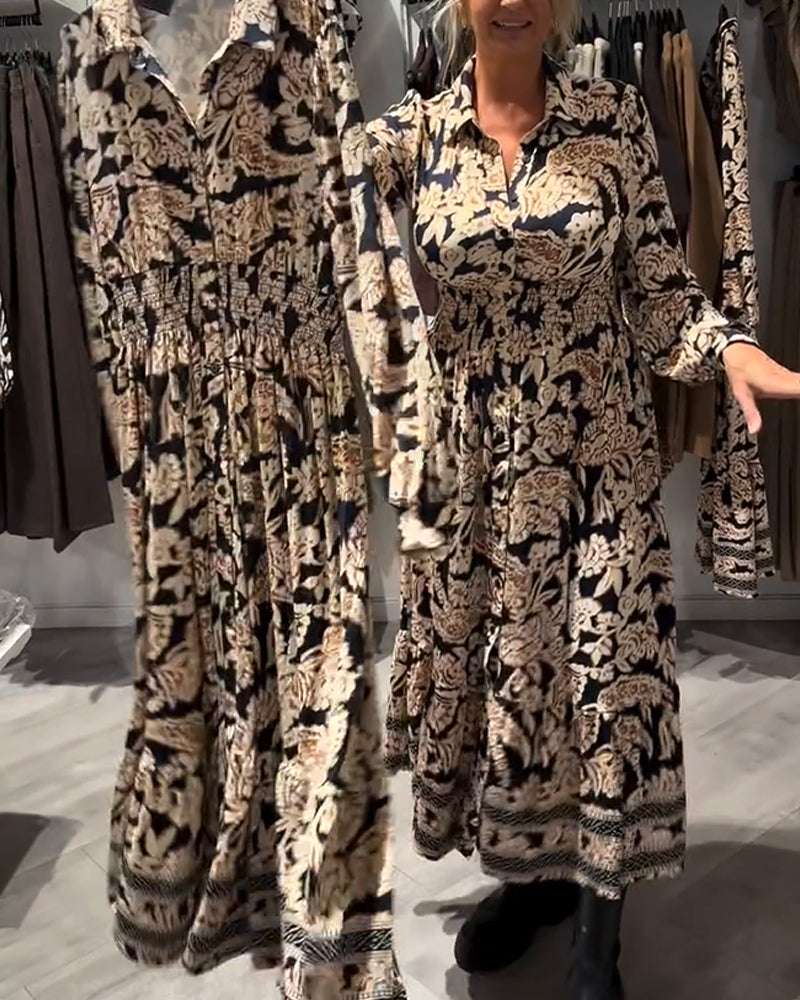 Robe De Mode À Col À Revers Imprimée