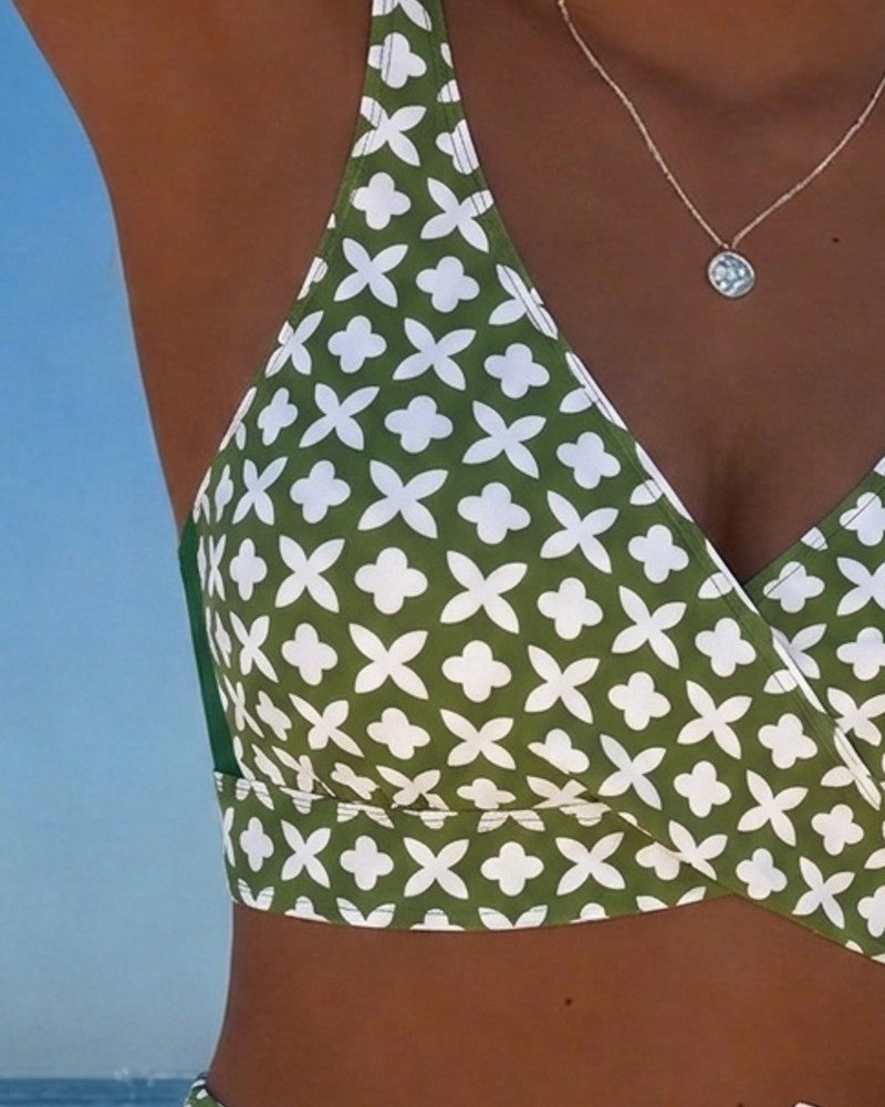Bikini Fleur À Quatre Feuilles Croisé Enveloppant