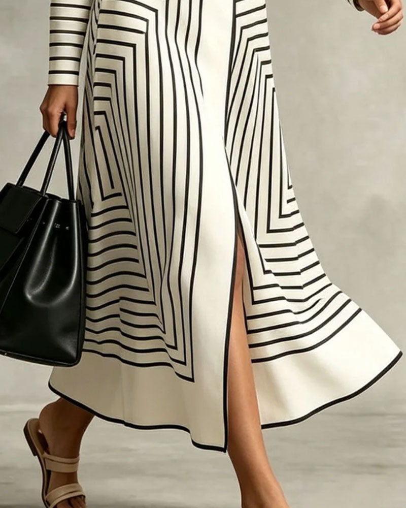 Robe Géométrique Rayée Chemise