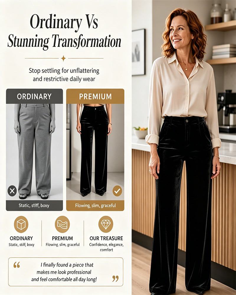 Pantalon Uni Velours Poche Long