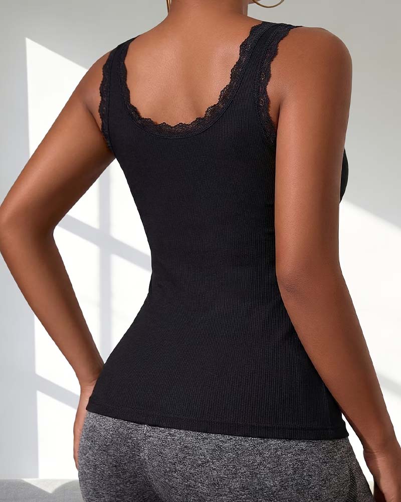 Tank Top Rembourré Dentelle Garniture