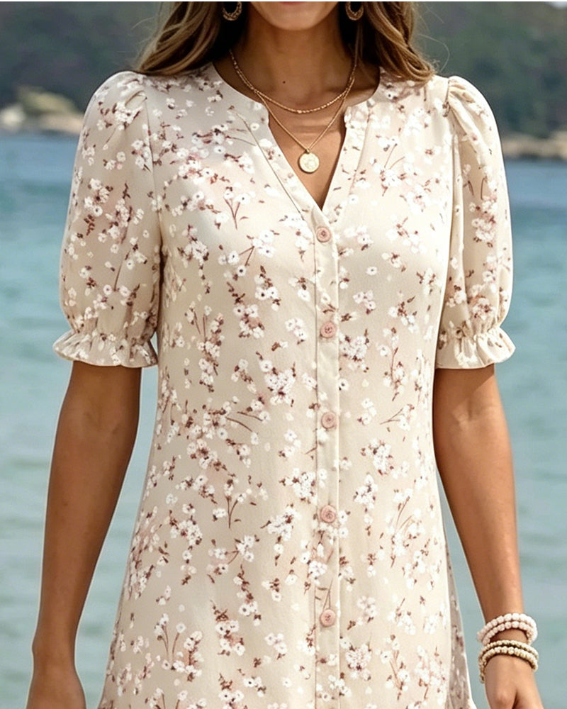 Robe Florale Col V Superposée
