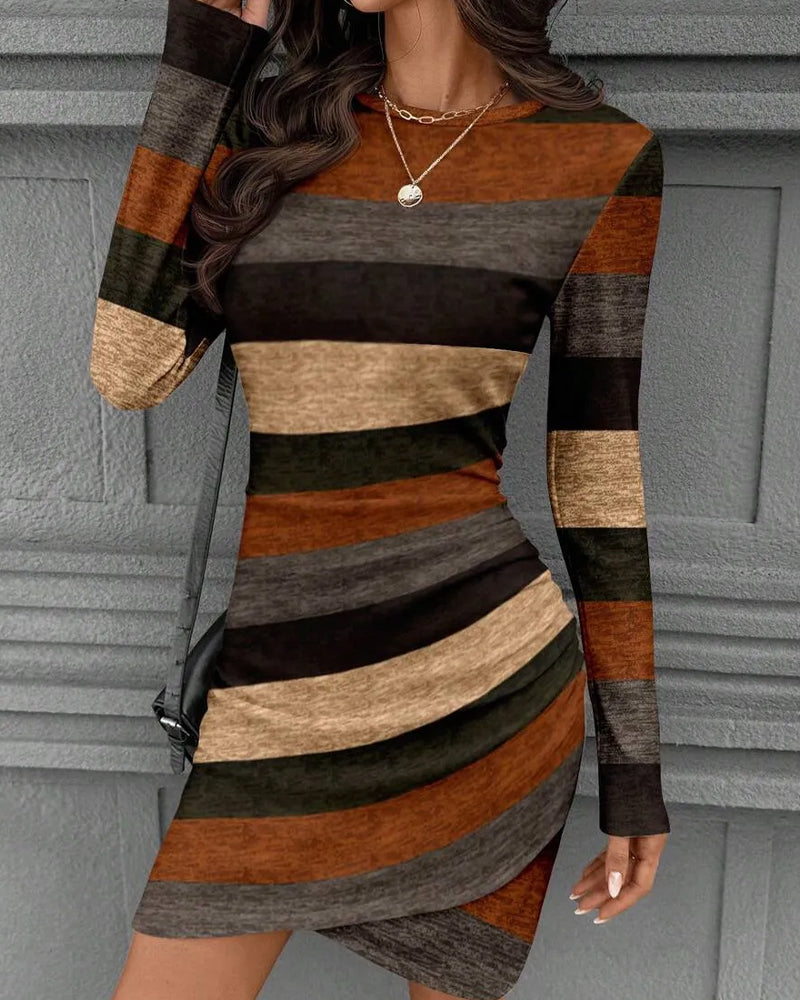 Robe Vintage Rayure Manche Longue