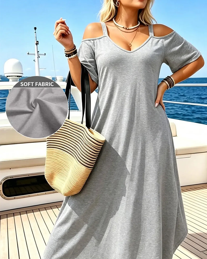 Robe Col En U Bretelles Hors Épaule Lâche