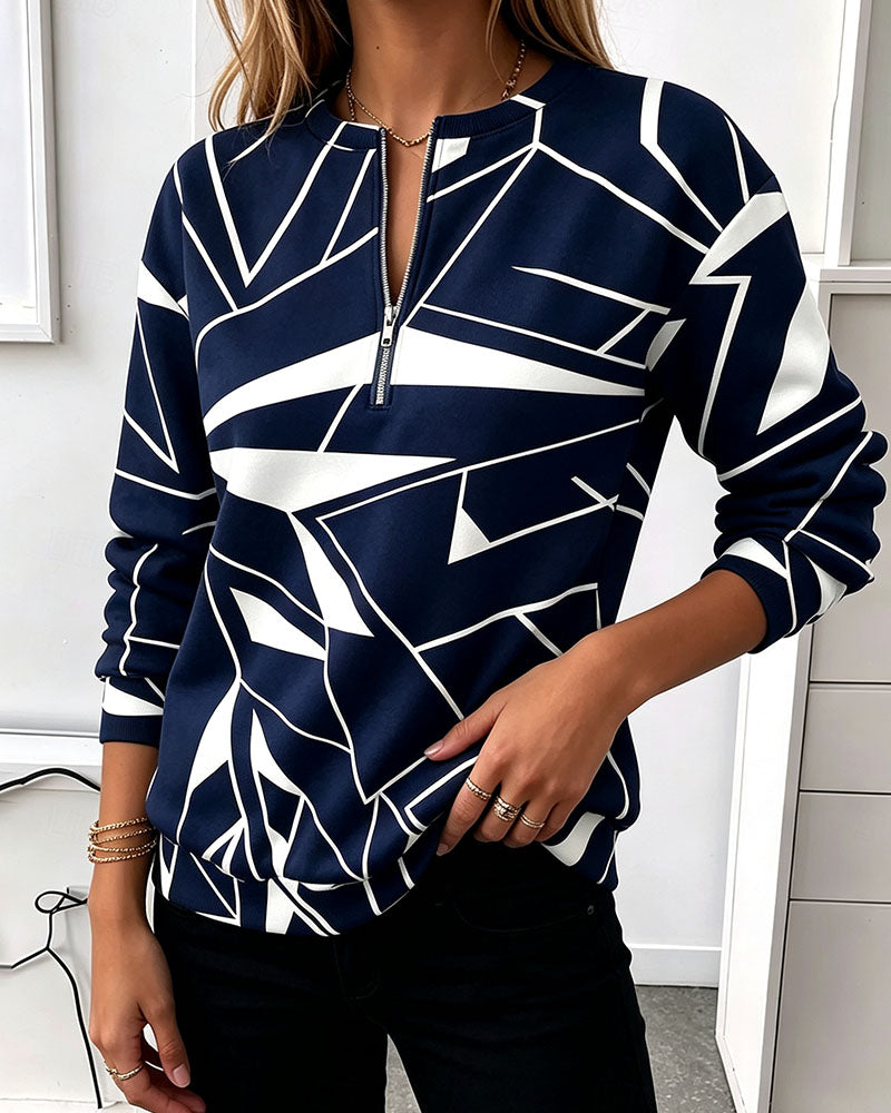 Sweatshirt Décontracté Fermeture Éclair Manches Longues
