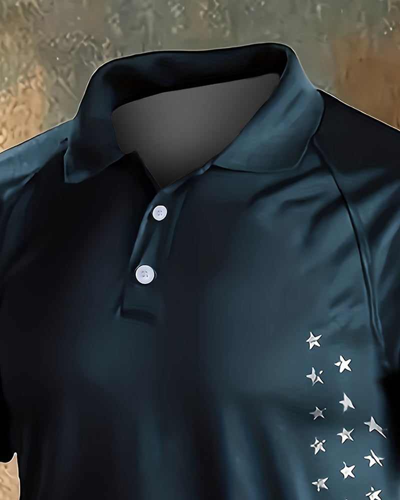 T-Shirt Col Étoiles Et Rayures Manche Courte