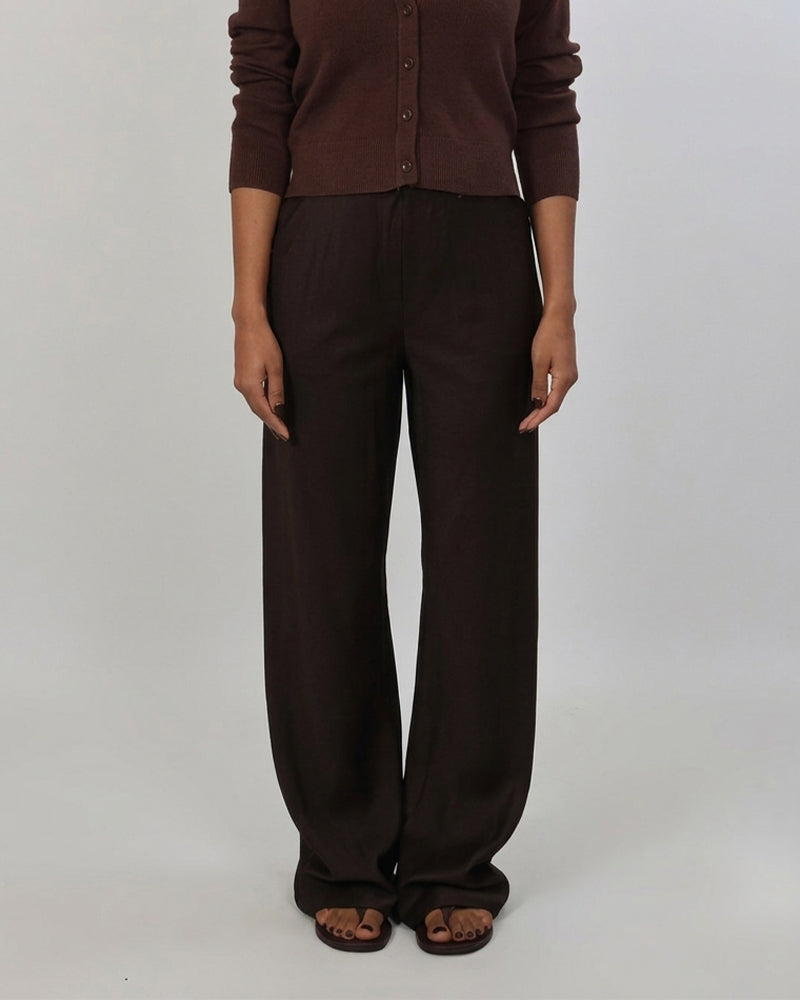 Pantalon Diagonal Rayé Patchwork Uni Jambe Large
