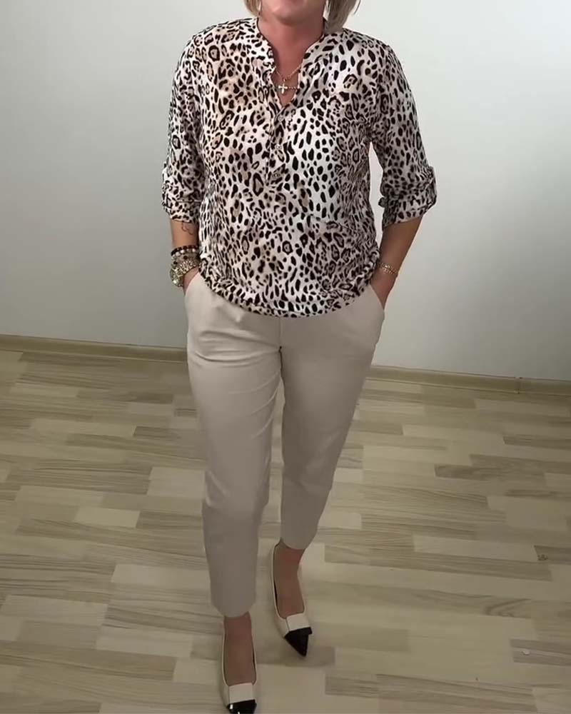 Blouse Col Claudine Mode Léopard