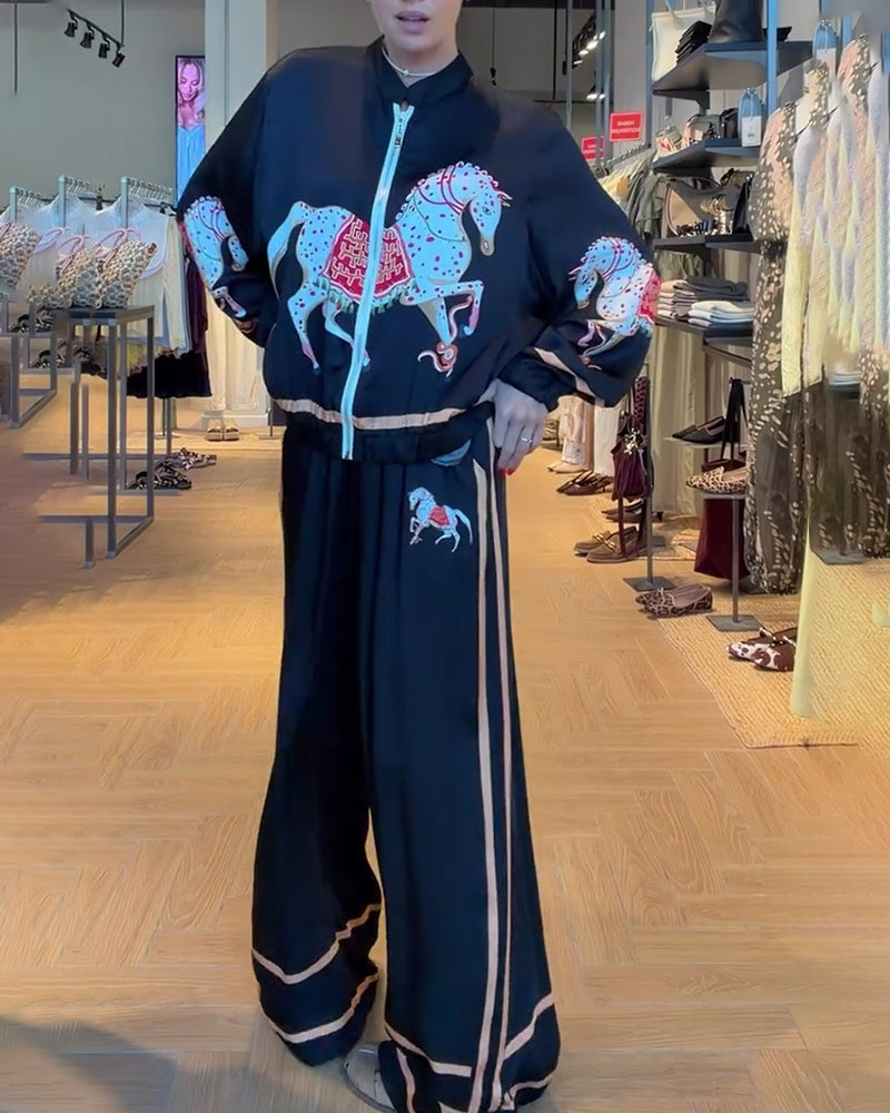 Set Veste Courte Et Pantalon Décontracté