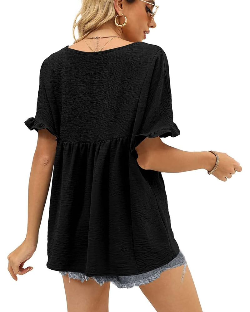 Blouse Décontractée Volant Coupe Loose