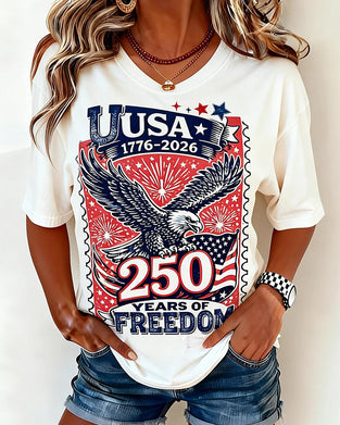 T-Shirt Col Rond Eagle Print