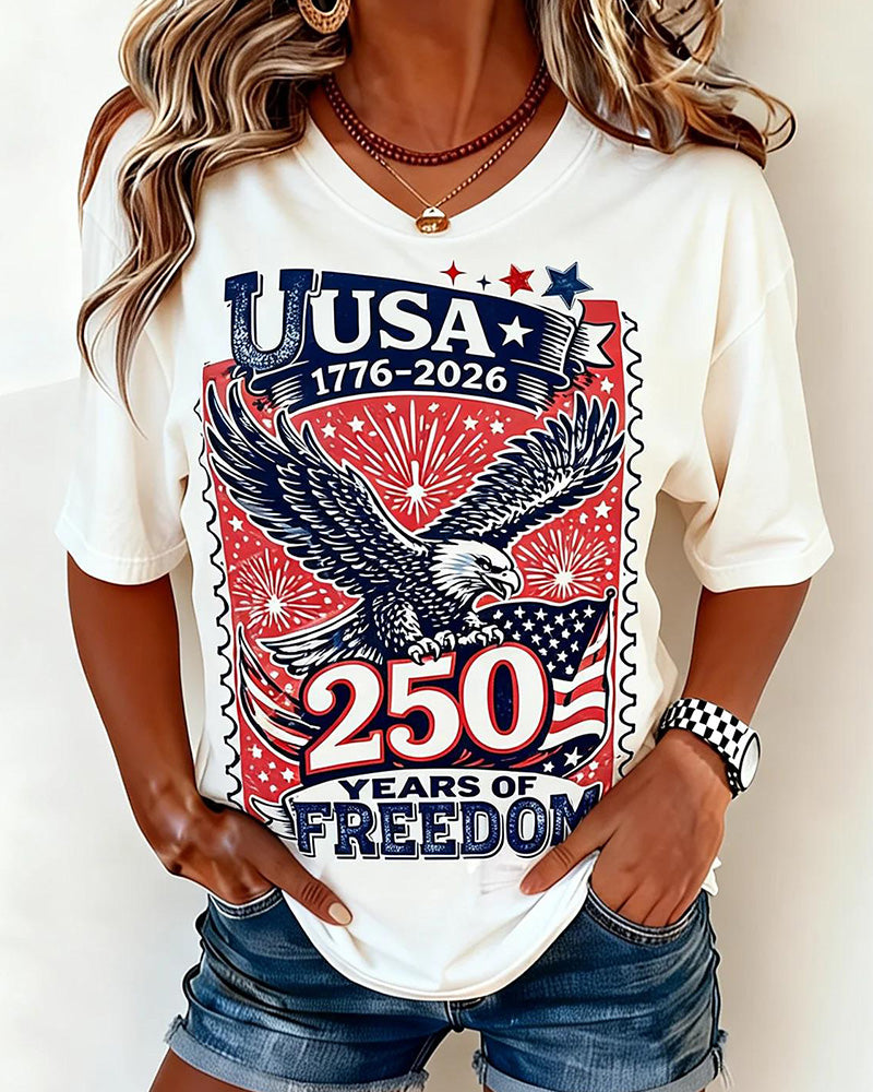 T-Shirt Col Rond Eagle Print