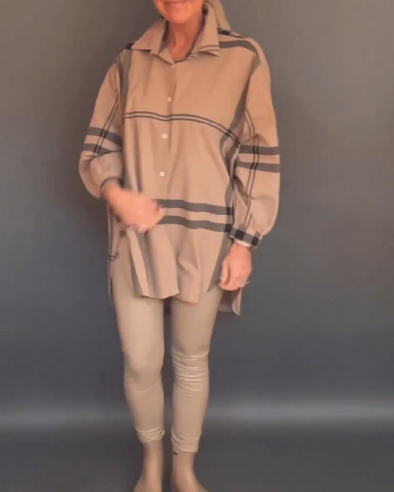 Chemise décontractée à revers à carreaux