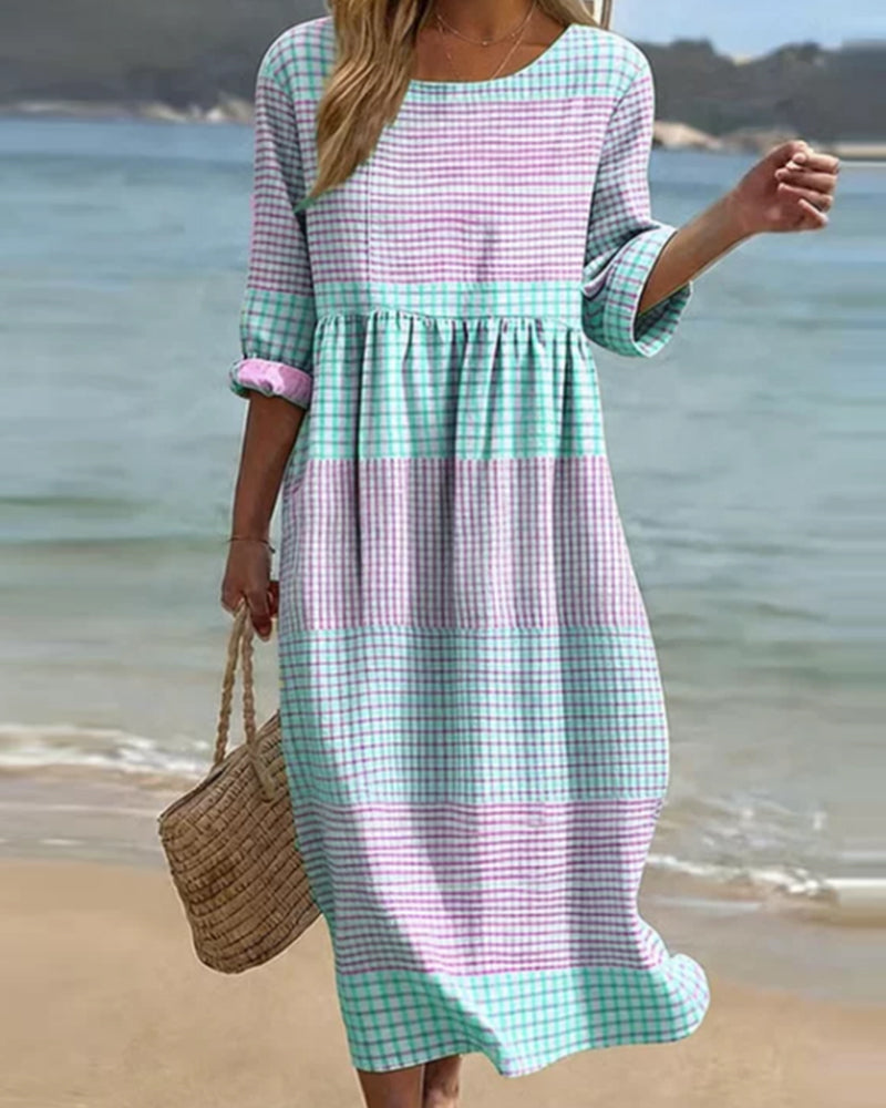 Robe Rayée Bloc De Couleur Ample