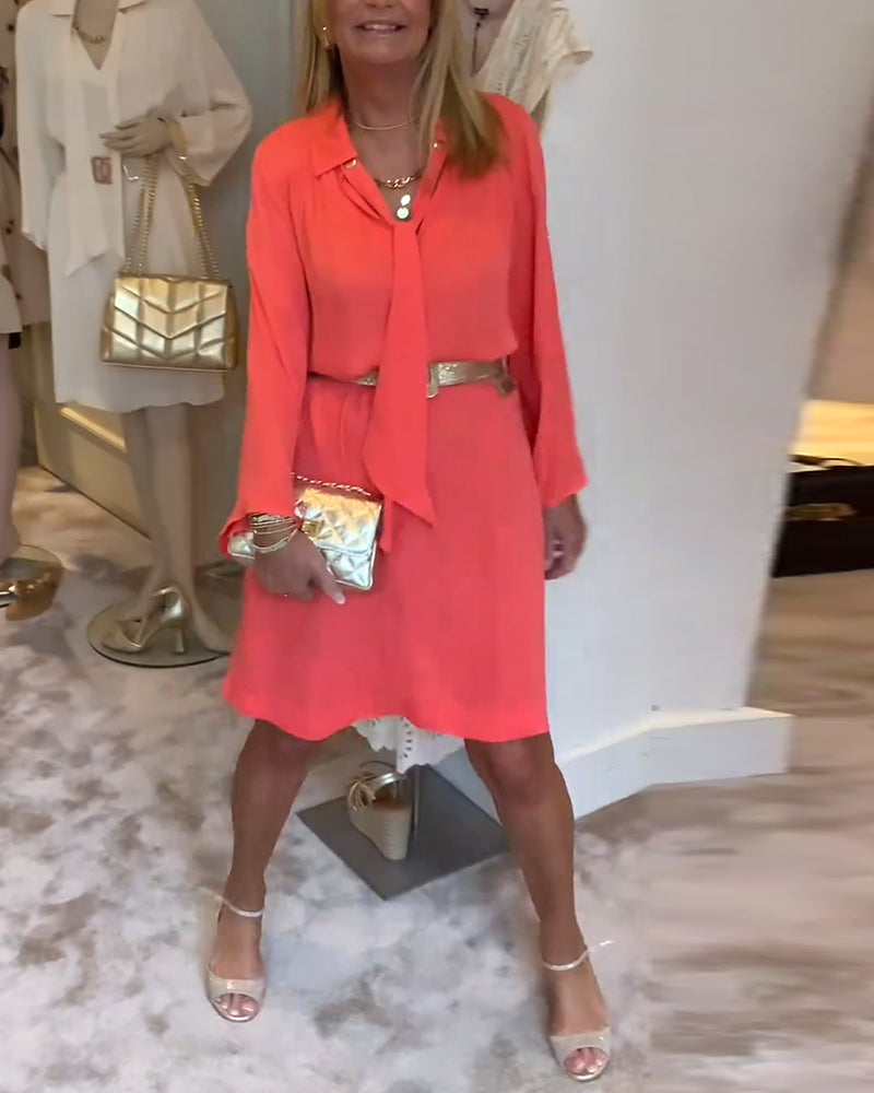 Robe ruban de couleur unie à revers