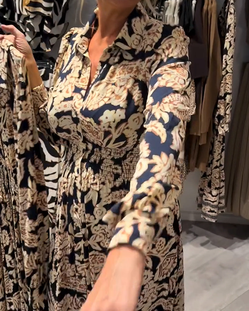 Robe De Mode À Col À Revers Imprimée