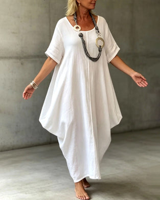 Robe À Col Rond Unie Et Coupe Ample