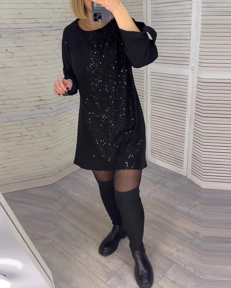 Robe à manches froncées et sequins