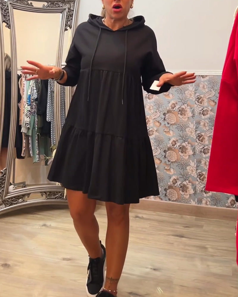 Robe à capuche décontractée de couleur unie