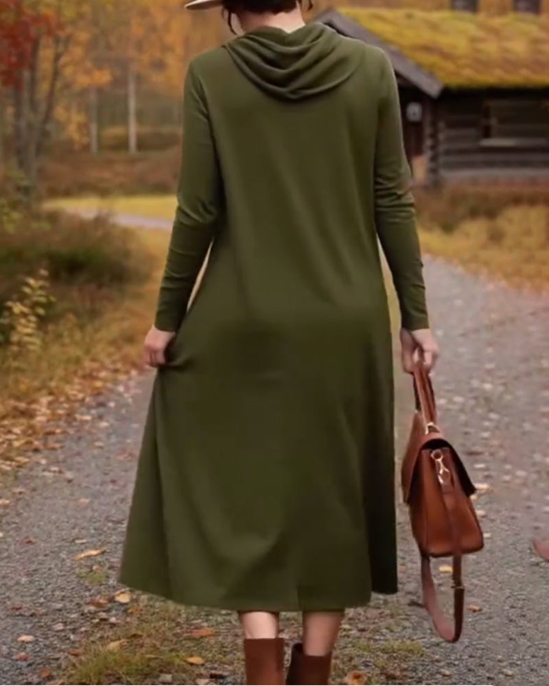 Robe décontractée simple de couleur unie avec poche