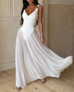 Robe Profond Col En V Transparente Slip
