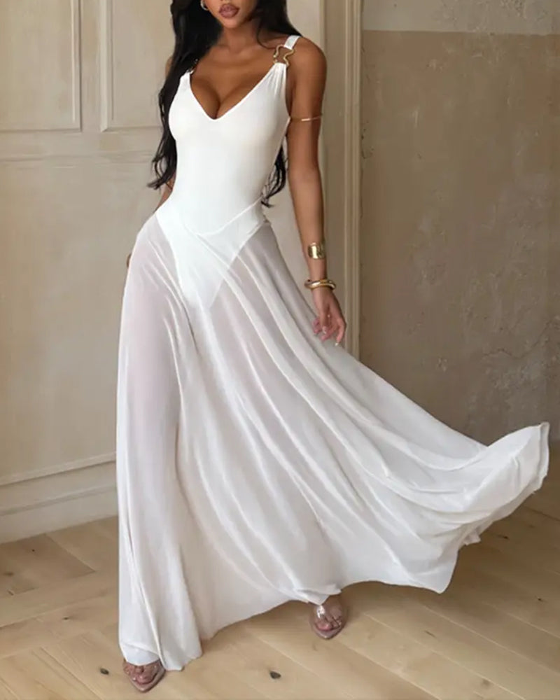Robe Profond Col En V Transparente Slip