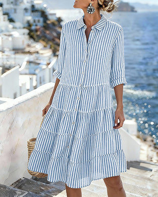 Robe Chemise À Rayures Verticales