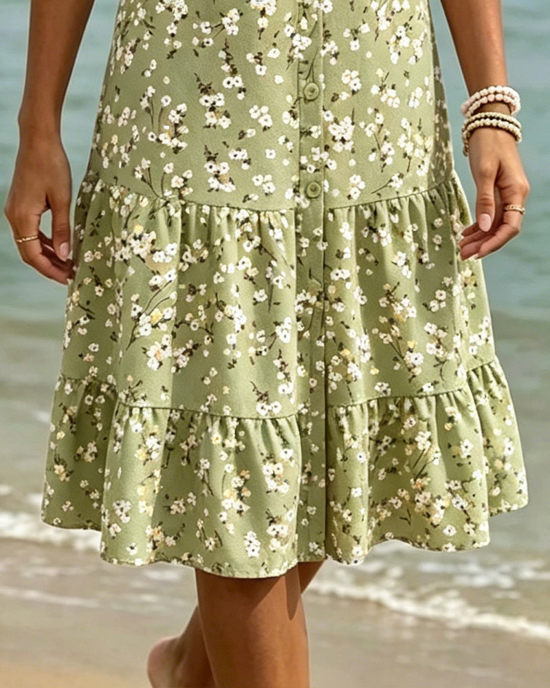 Robe Florale Col V Superposée