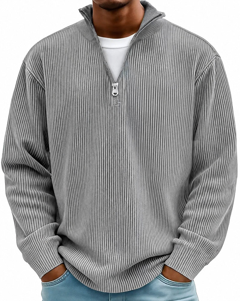 Sweatshirt Homme Fermeture Éclair Col Manche Longue