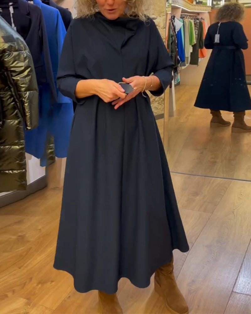 Robe décontractée avec poche de couleur unie