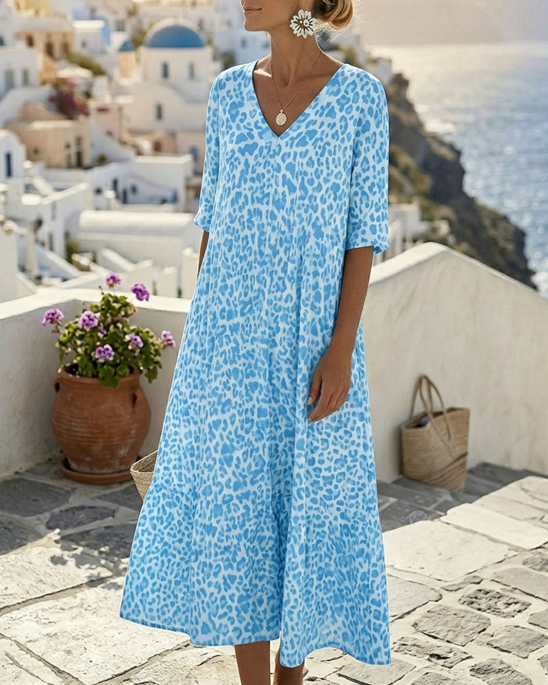 Robes Léopard Col V Ample