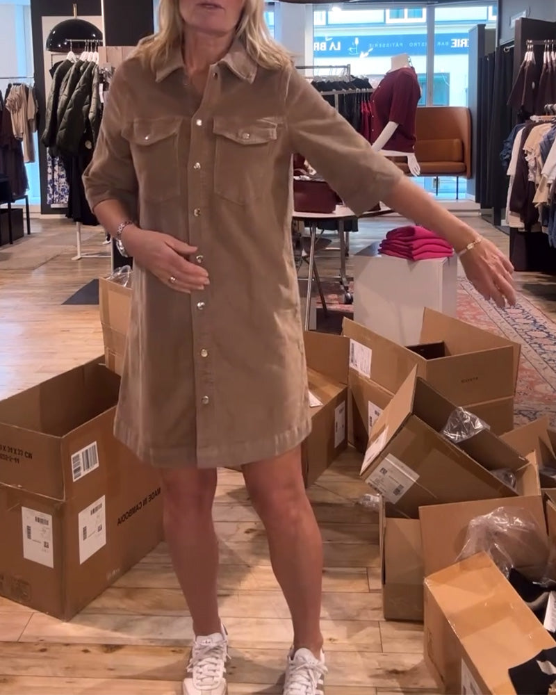 Robe Unie À Manches Mi-Longues