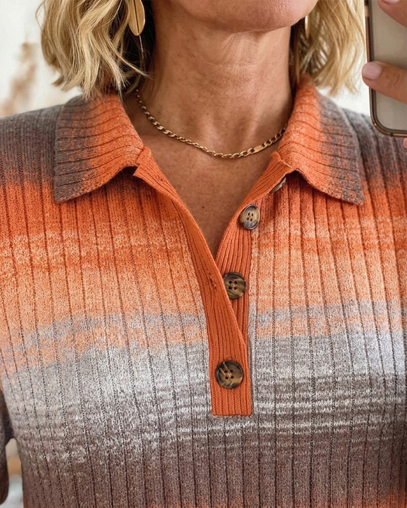 Blouse Ombre Côtelée Manche Longue