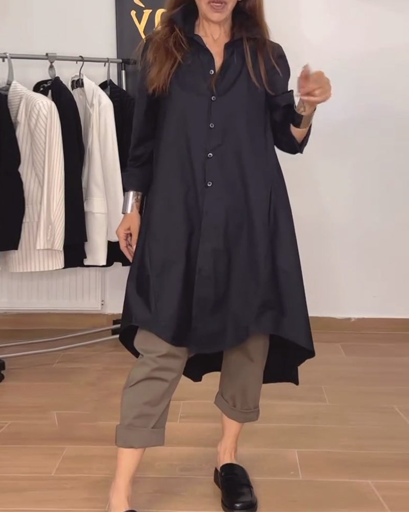 Chemise ample à revers irréguliers et boutons