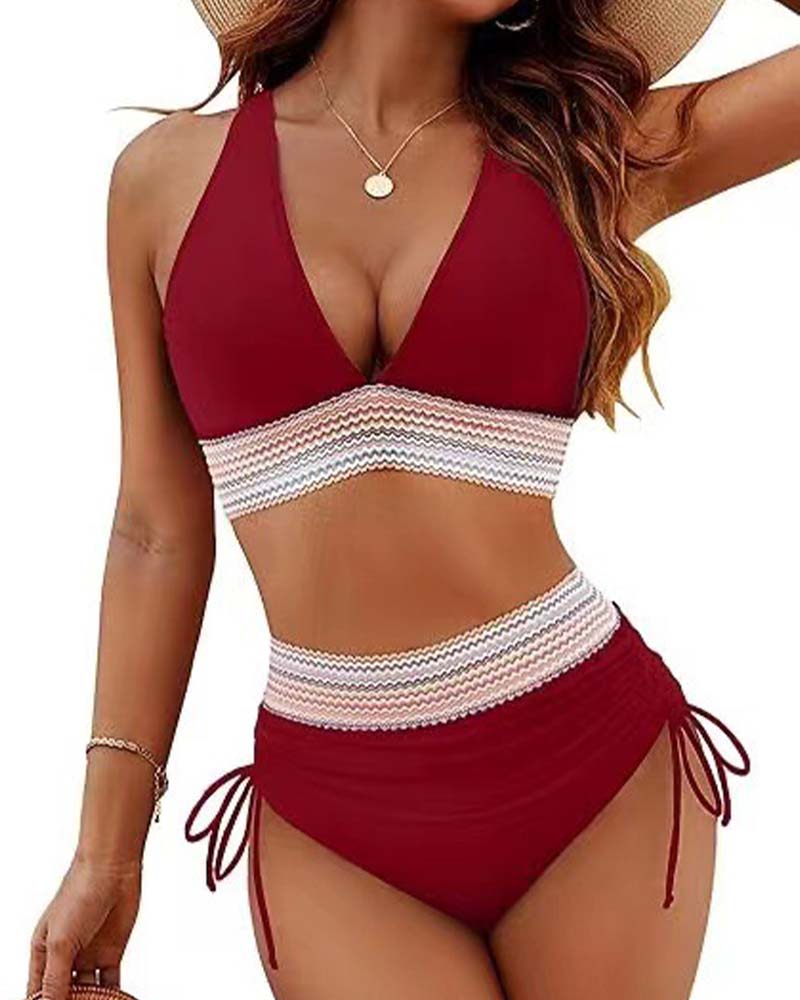 Bikini Vacances Col V À Lacets