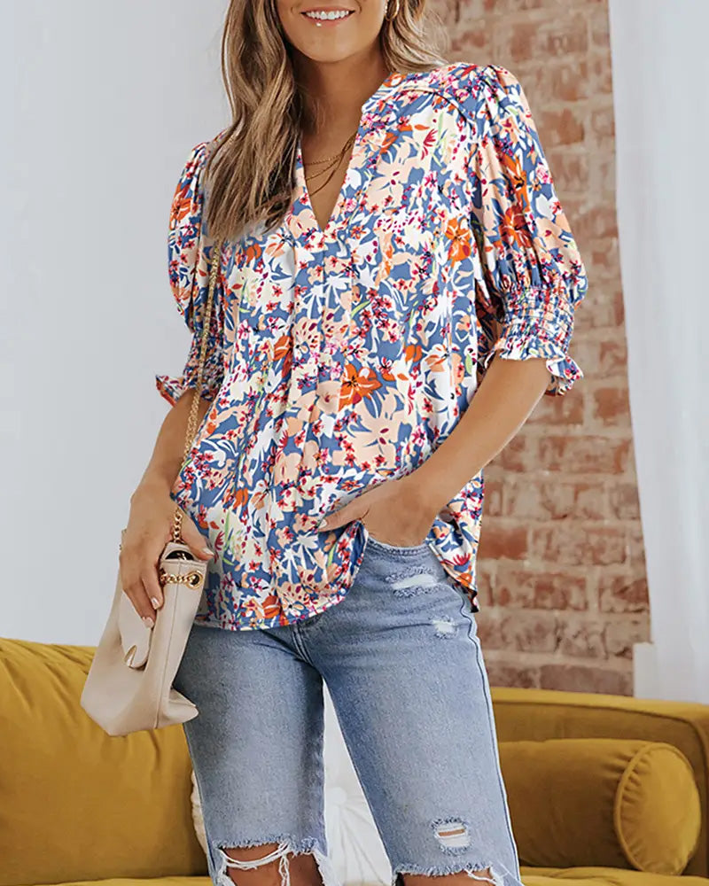 Chemisier Élégant Petit Imprimé Floral