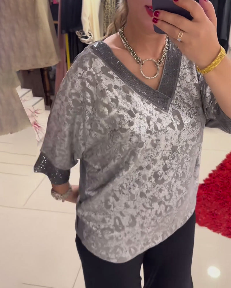 Blouse décontractée imprimée à col en V