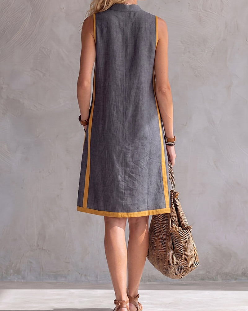 Robe Bordure Contrastée Sans Manches