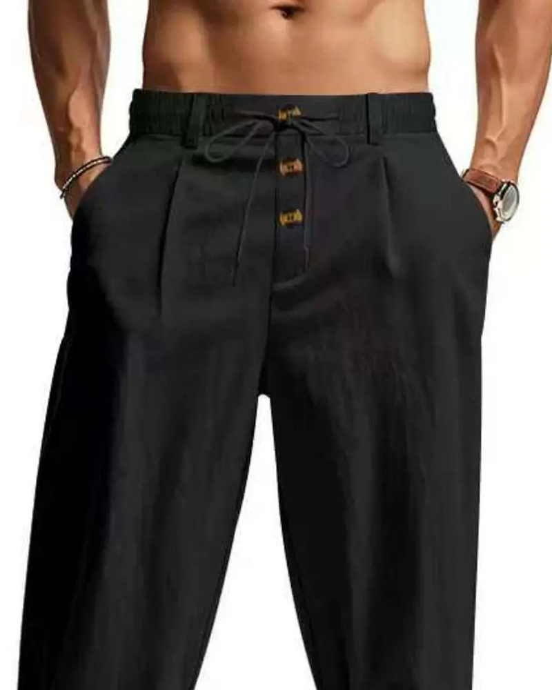 Pantalon Décontracté Uni Jambe Droite