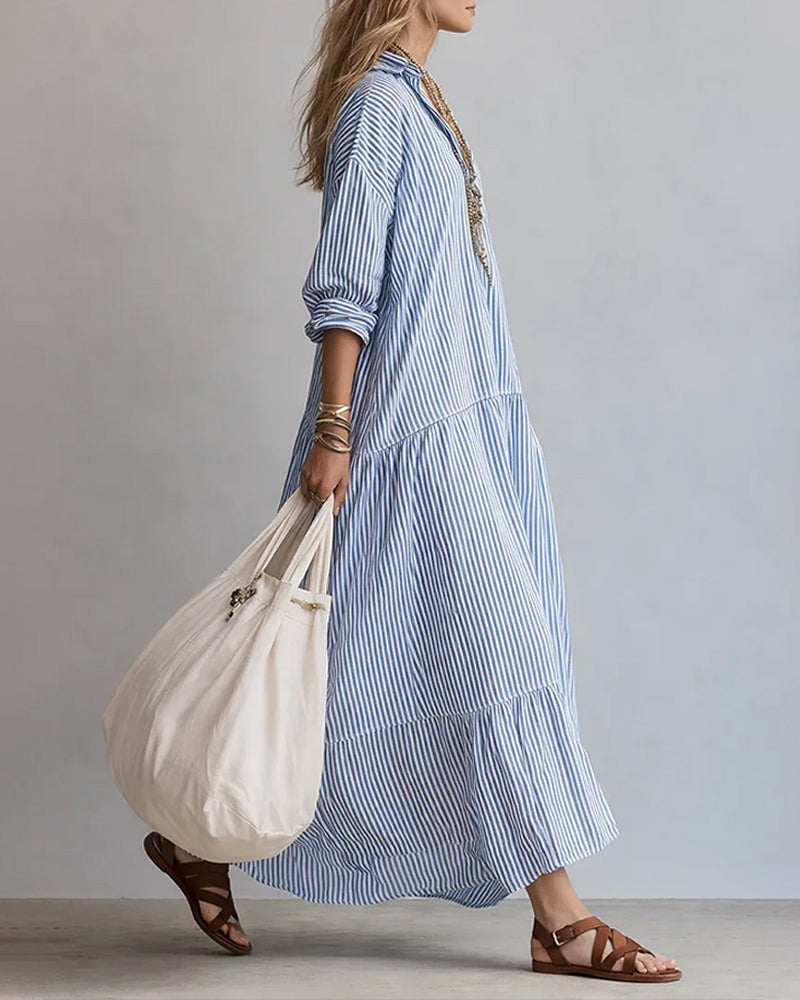 Robe À La Mode Rayée Longue