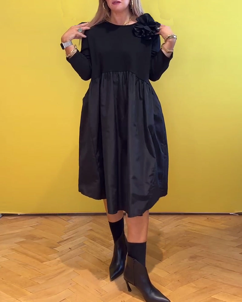 Robe décontractée de couleur unie à col rond