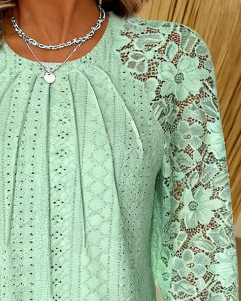 Blouse Élégante Unie Avec Découpes