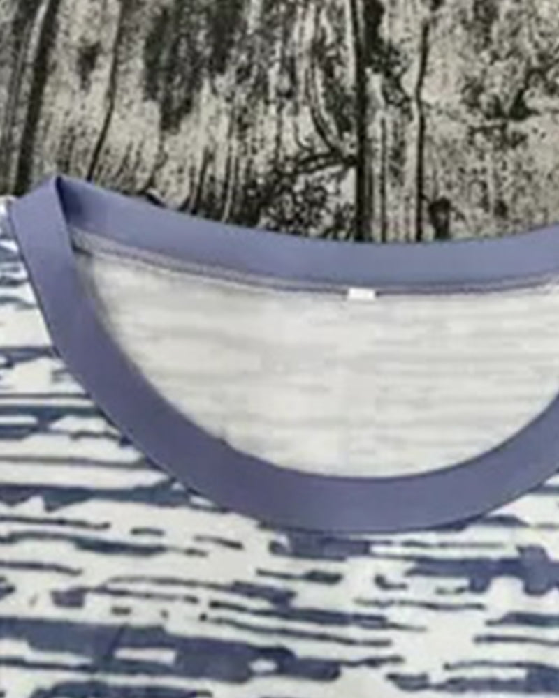 T-shirt Col Rond Manches Courtes Couleur Contrastée